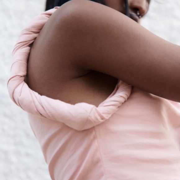 ZARA TWISTED ASYMMETRIC Linen Blend Pink Top Bloggers Fave Sz Medium - Picture 5 of 16